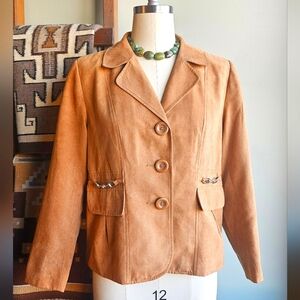Studioworks Women's Blazer, 12/Medium, Equestrian Suede Feel Tan Blazer